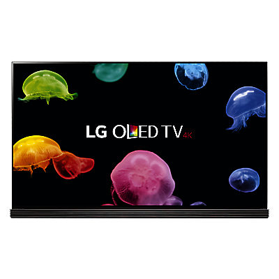 LG OLED65G6V Signature OLED HDR 4K Ultra HD 3D Smart TV, 65  with Freeview HD/Freesat HD, Harman / Kardon Soundbar Stand, Picture-On-Glass Design & 2 x 3D Glasses, UHD Premium